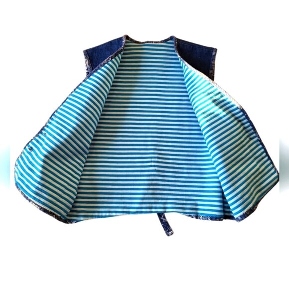 Western Denim Vest  Embroidered Horse Floral Handcrafted Unique Equestrian - Picture 12 of 12